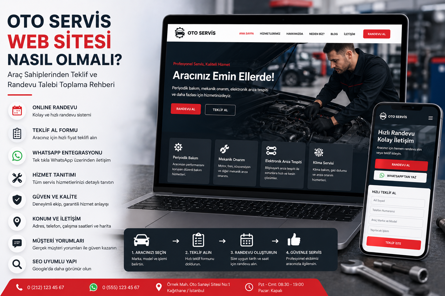 Oto Servis Web Sitesi Nasıl Olmalı? Araç Sahiplerinden Teklif ve Randevu Talebi Toplama Rehberi